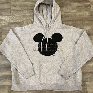 Disney Mickey Mouse Light Grey Pullover Jersey Hoodie H&M Ladies Size M Hooded